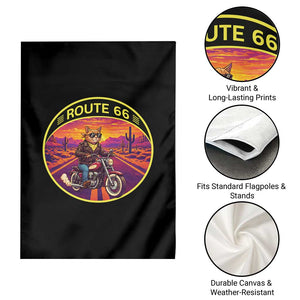 Route Highway 66 Motorcycle Cat Garden Flag Open Road Adventure Neon TS12 Print Your Wear