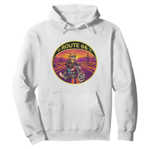 Route Highway 66 Motorcycle Cat Hoodie Open Road Adventure Neon TS12 White Print Your Wear