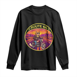 Route Highway 66 Motorcycle Cat Long Sleeve Shirt Open Road Adventure Neon TS12 Black Print Your Wear
