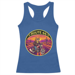 Route Highway 66 Motorcycle Cat Racerback Tank Top Open Road Adventure Neon TS12 Royal Blue Print Your Wear