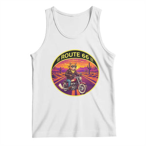 Route Highway 66 Motorcycle Cat Tank Top Open Road Adventure Neon TS12 White Print Your Wear