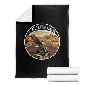 Route Highway 66 Motorcycle Eagle Throw Blanket Americana Adventure TS12 Black Print Your Wear