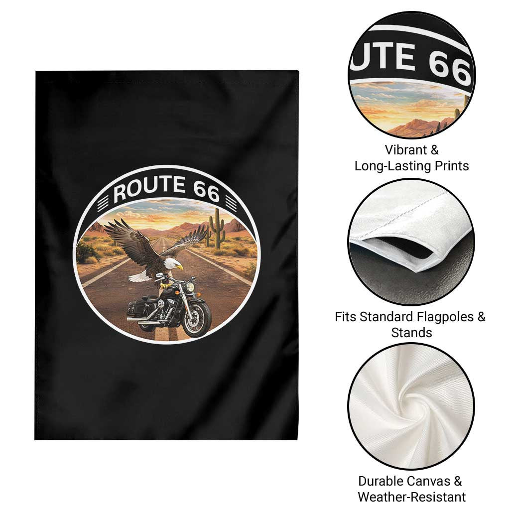 Route Highway 66 Motorcycle Eagle Garden Flag Americana Adventure TS12 Print Your Wear