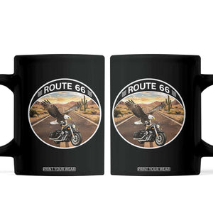 Route Highway 66 Motorcycle Eagle Coffee Mug Americana Adventure TS12 Black Print Your Wear