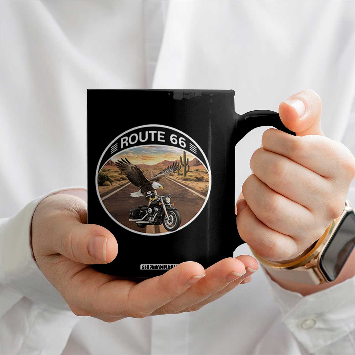 Route Highway 66 Motorcycle Eagle Coffee Mug Americana Adventure TS12 Print Your Wear