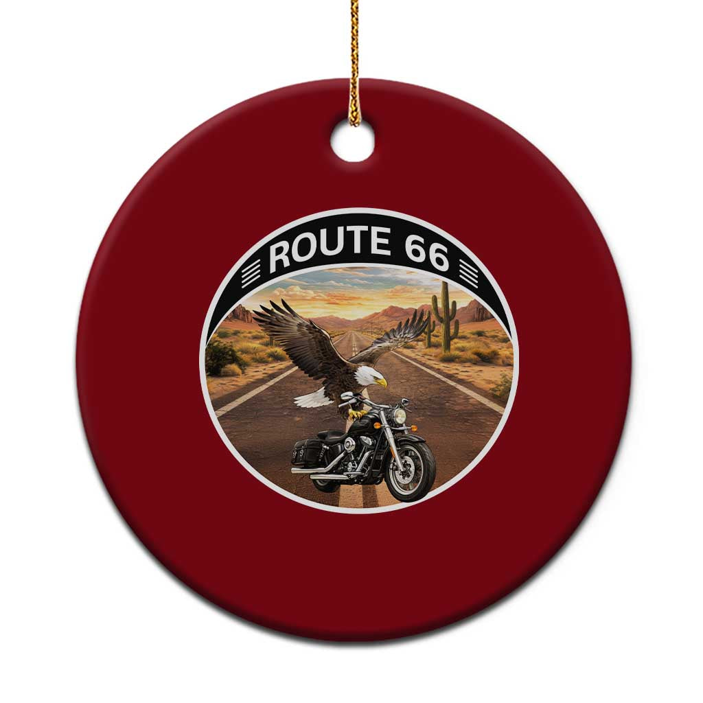 Route Highway 66 Motorcycle Eagle Ceramic Ornament Americana Adventure TS12 1pc Red Print Your Wear