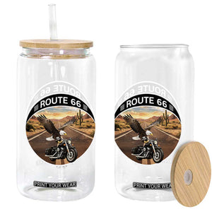 Route Highway 66 Motorcycle Eagle Glass Can Americana Adventure TS12 Print Your Wear