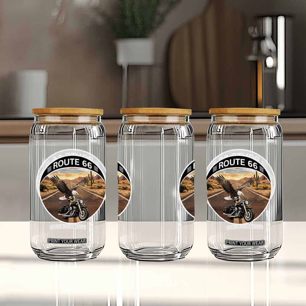Route Highway 66 Motorcycle Eagle Glass Can Americana Adventure TS12 Print Your Wear