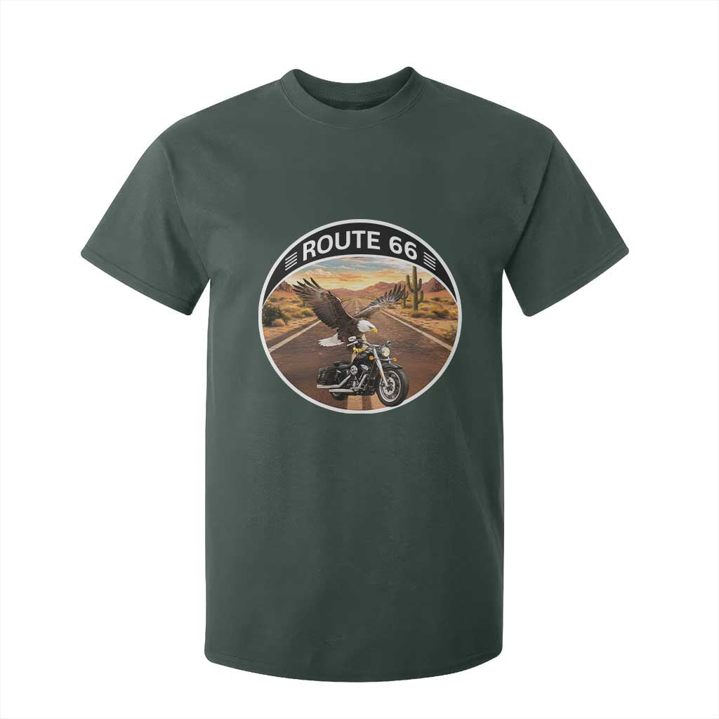 Route Highway 66 Motorcycle Eagle T Shirt For Kid Americana Adventure TS12 Dark Forest Green Print Your Wear