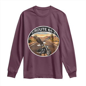 Route Highway 66 Motorcycle Eagle Long Sleeve Shirt Americana Adventure TS12 Maroon Print Your Wear