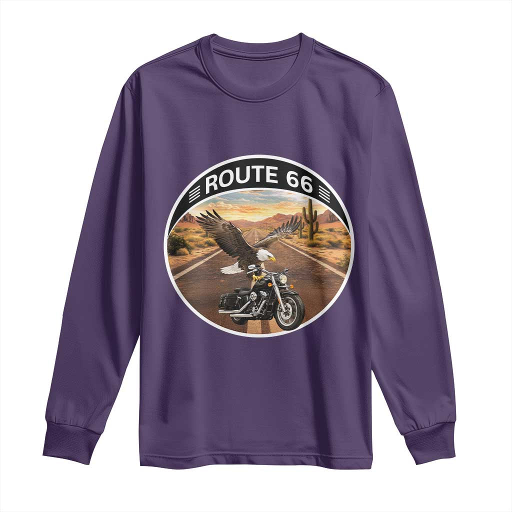 Route Highway 66 Motorcycle Eagle Long Sleeve Shirt Americana Adventure TS12 Purple Print Your Wear