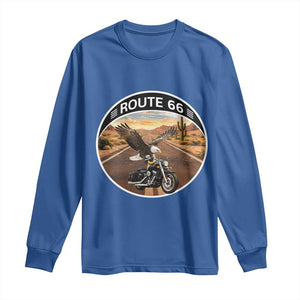 Route Highway 66 Motorcycle Eagle Long Sleeve Shirt Americana Adventure TS12 Royal Blue Print Your Wear