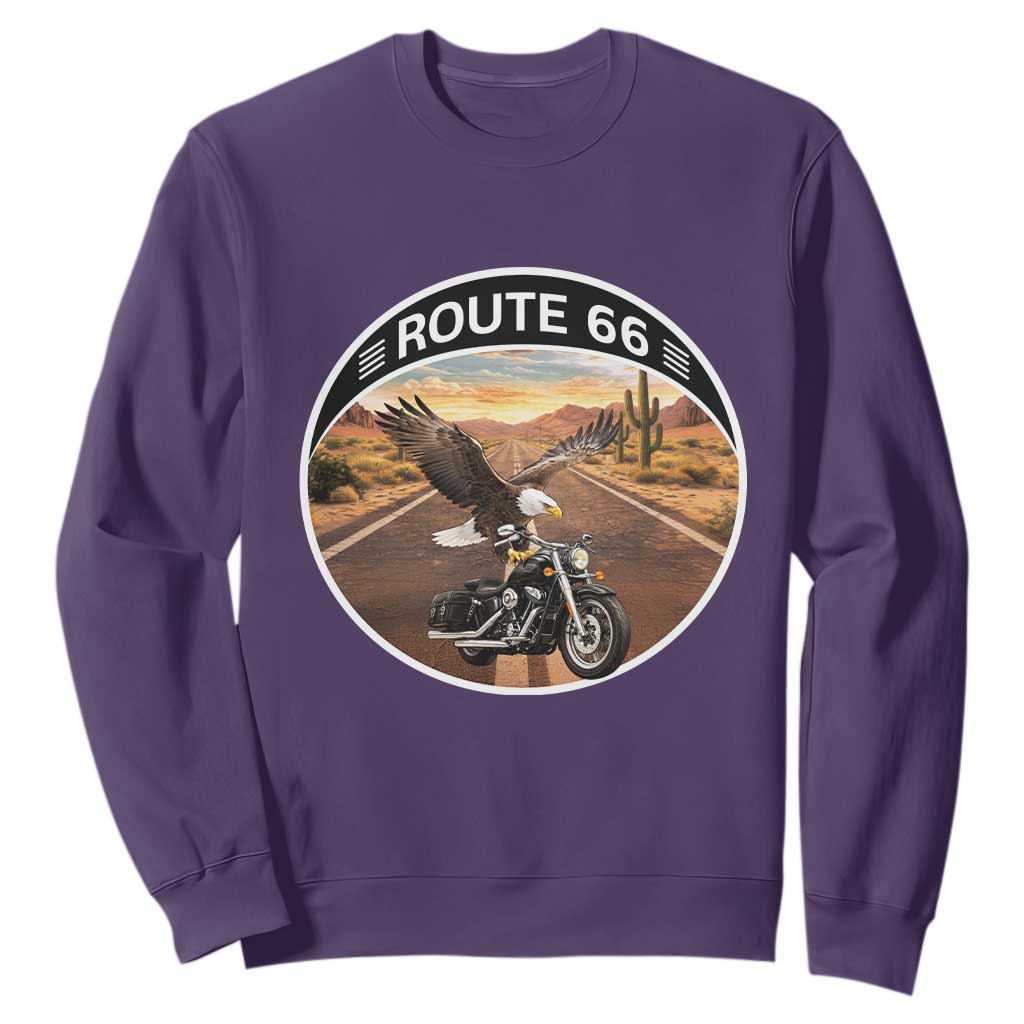Route Highway 66 Motorcycle Eagle Sweatshirt Americana Adventure TS12 Purple Print Your Wear