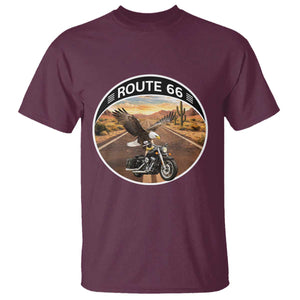 Route Highway 66 Motorcycle Eagle T Shirt Americana Adventure TS12 Maroon Print Your Wear