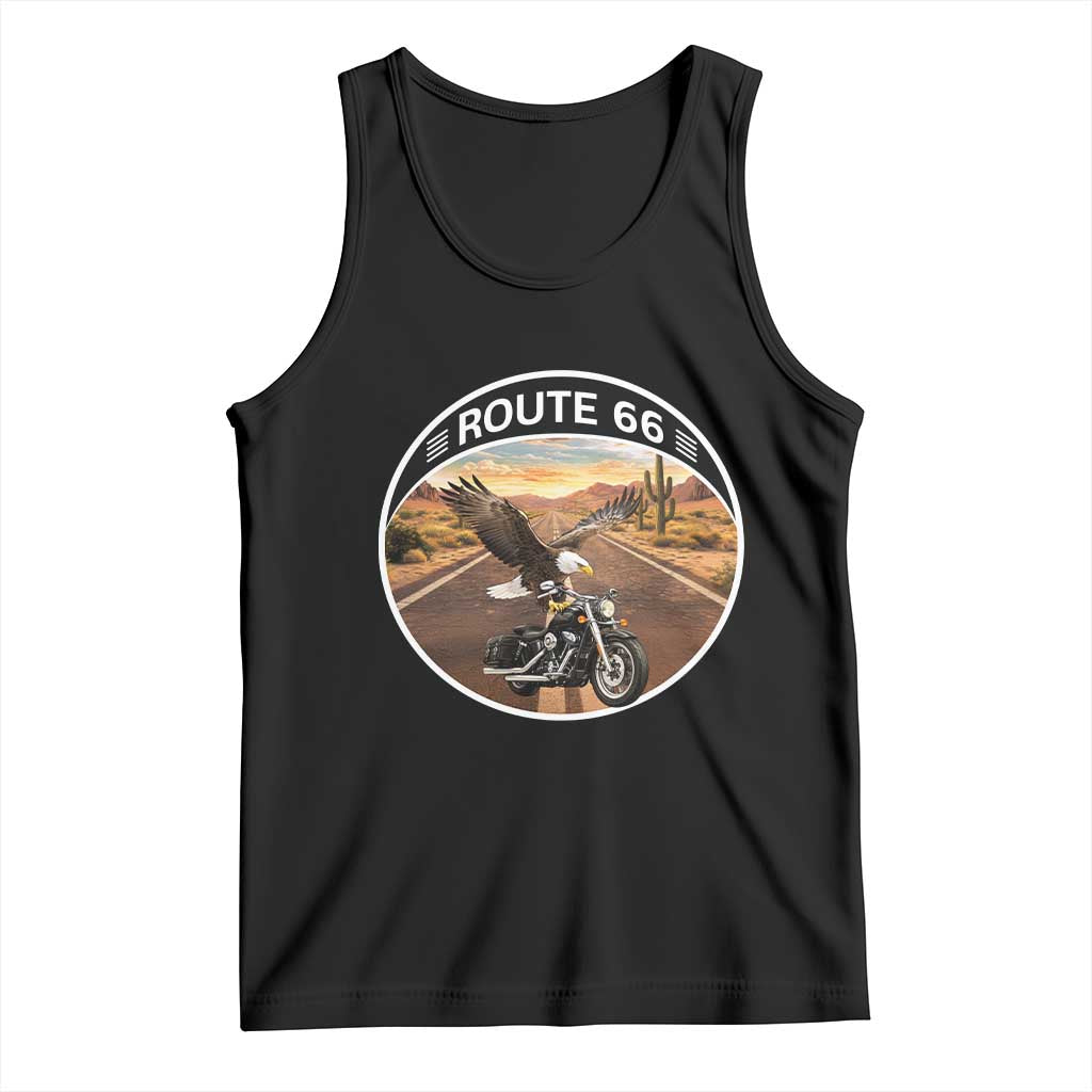 Route Highway 66 Motorcycle Eagle Tank Top Americana Adventure TS12 Black Print Your Wear