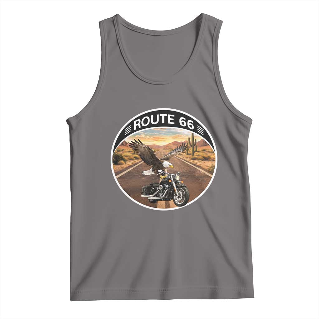 Route Highway 66 Motorcycle Eagle Tank Top Americana Adventure TS12 Deep Heather Print Your Wear