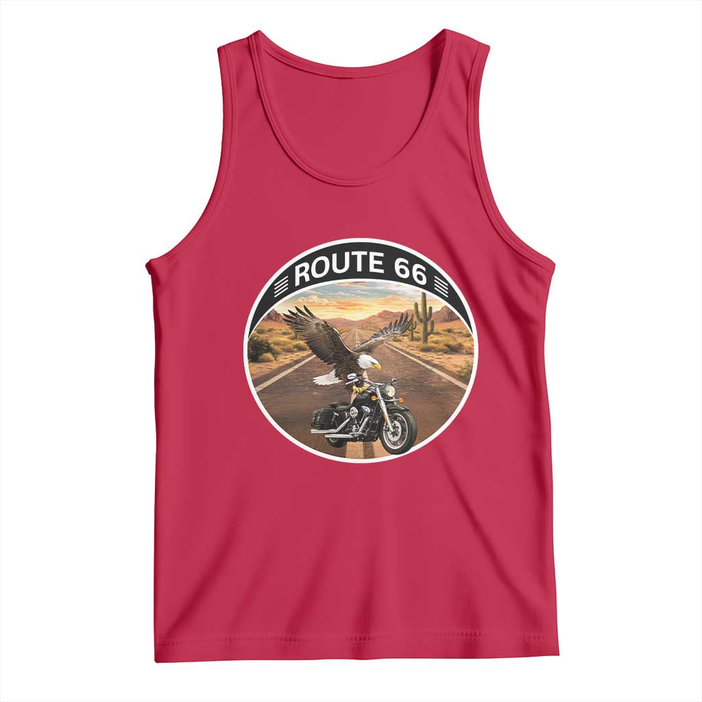 Route Highway 66 Motorcycle Eagle Tank Top Americana Adventure TS12 Red Print Your Wear