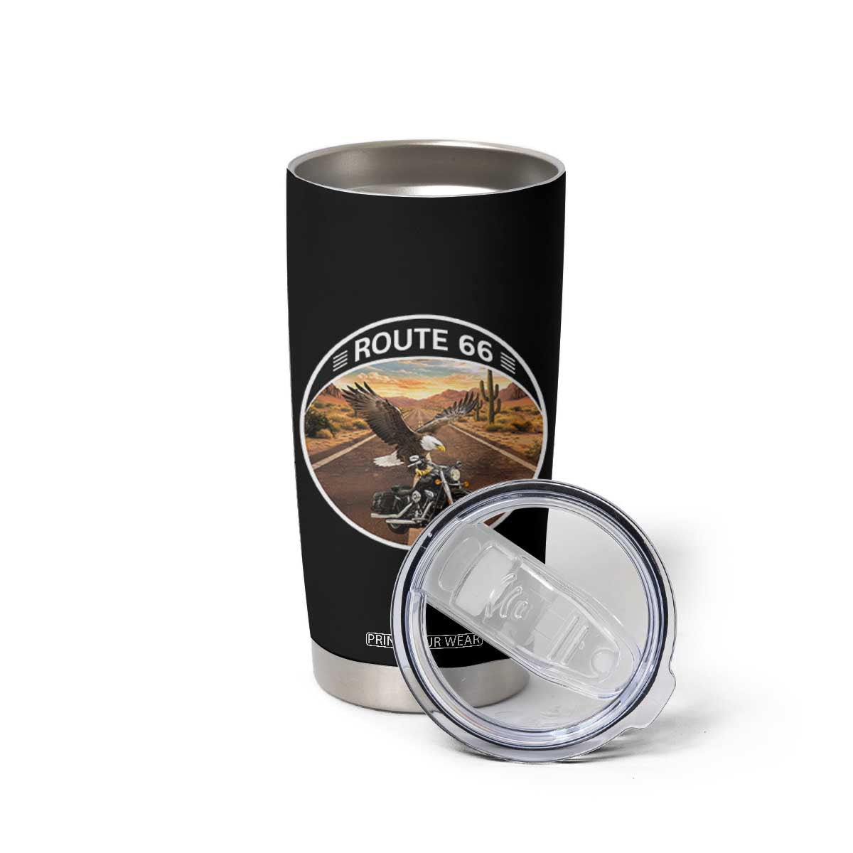 Route Highway 66 Motorcycle Eagle Tumbler Cup Americana Adventure TS12 Print Your Wear