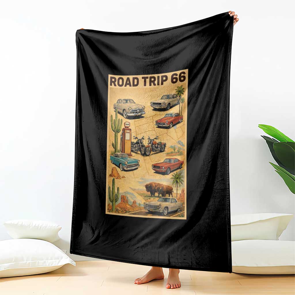 Vintage Route Highway 66 Road Trip Poster Throw Blanket Open Road Adventure TS12 Print Your Wear
