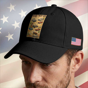Vintage Route Highway 66 Road Trip Poster Baseball Cap Open Road Adventure TS12 Print Your Wear