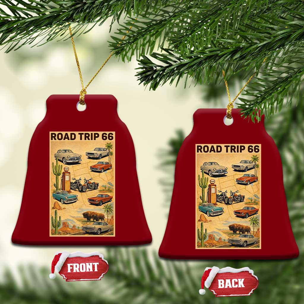 Vintage Route Highway 66 Road Trip Poster Ceramic Ornament Open Road Adventure TS12 Print Your Wear
