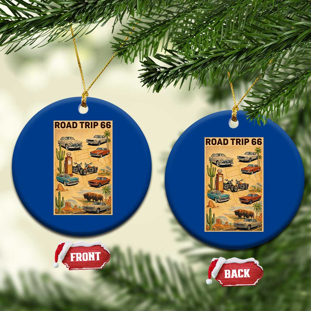 Vintage Route Highway 66 Road Trip Poster Ceramic Ornament Open Road Adventure TS12 1pc Blue Print Your Wear