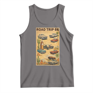 Vintage Route Highway 66 Road Trip Poster Tank Top Open Road Adventure TS12 Deep Heather Print Your Wear