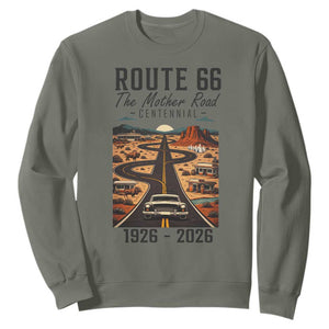 Route Highway 66 Mother Road Sweatshirt Vintage Distressed Road Trip Adventure TS12 Military Green Print Your Wear