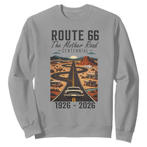 Route Highway 66 Mother Road Sweatshirt Vintage Distressed Road Trip Adventure TS12 Sport Gray Print Your Wear