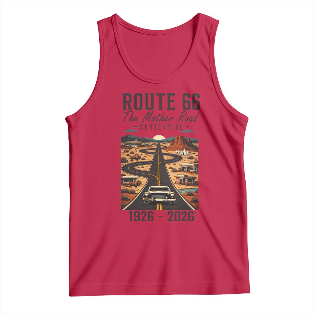 Route Highway 66 Mother Road Tank Top Vintage Distressed Road Trip Adventure TS12 Red Print Your Wear