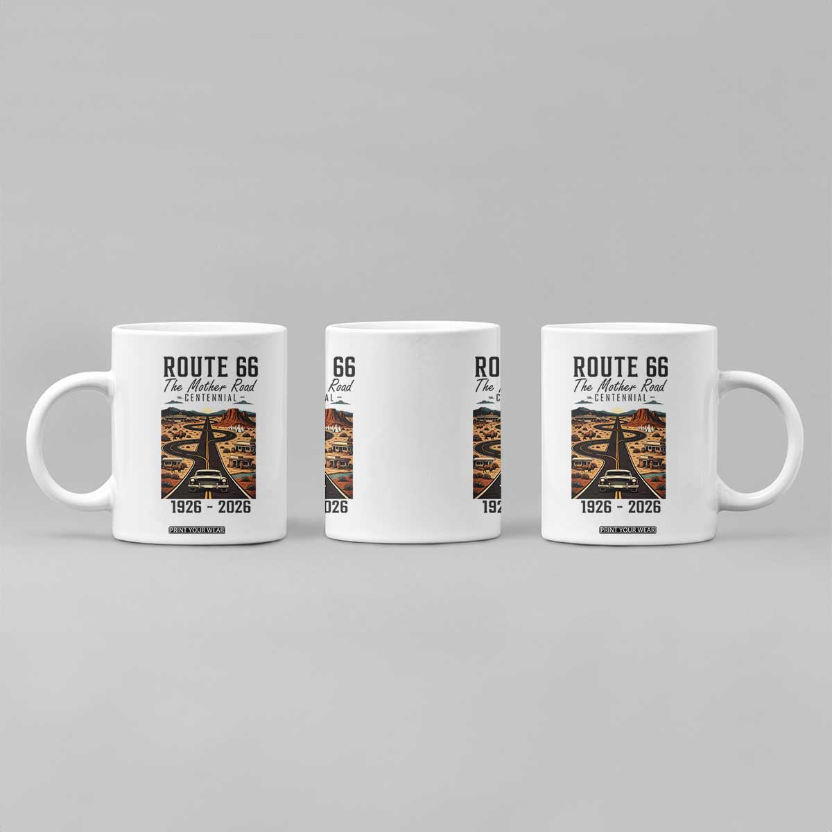 Route Highway 66 Mother Road Coffee Mug Vintage Distressed Road Trip Adventure TS12 Print Your Wear