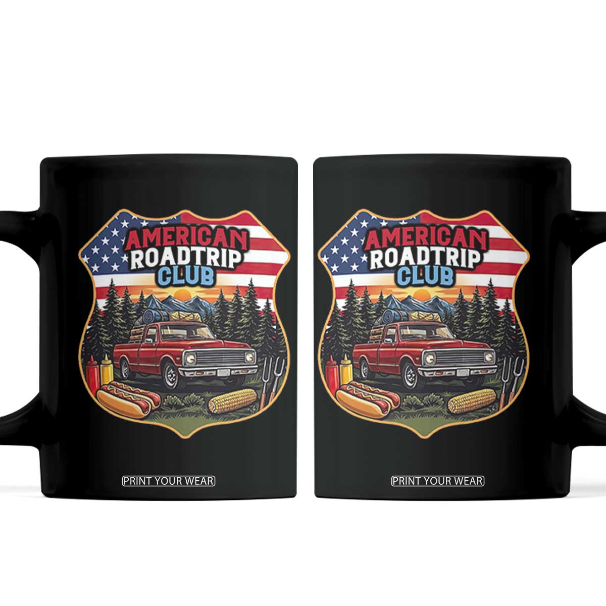Route Highway 66 Coffee Mug Vintage American Roadtrip Club Road Trip TS12 Black Print Your Wear