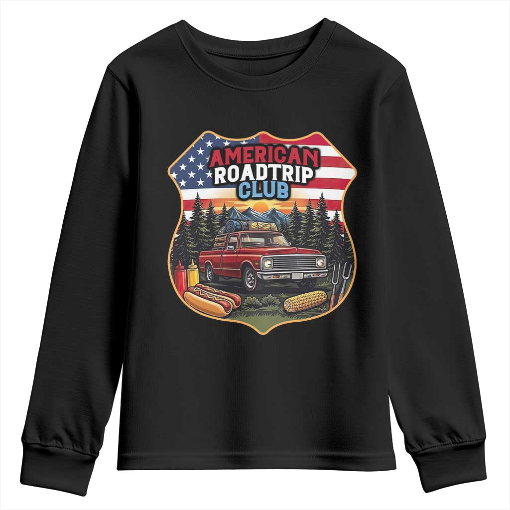 Route Highway 66 Youth Sweatshirt Vintage American Roadtrip Club Road Trip TS12 Black Print Your Wear