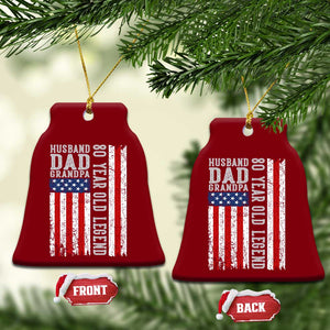 Husband Dad Grandpa 80 Year Old Legend Ceramic Ornament American Flag Birthday Gift TS12 Print Your Wear