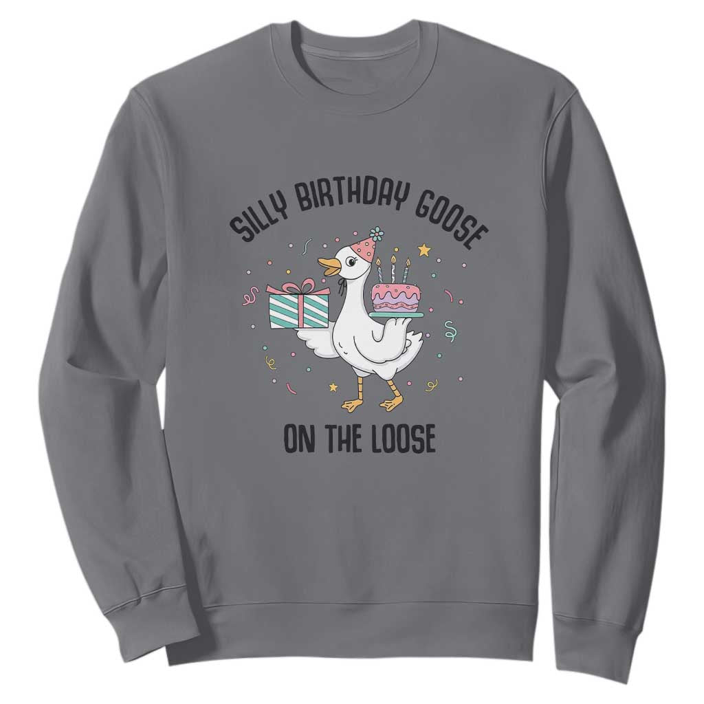 Funny Silly Goose On The Loose Sweatshirt Birthday Party Gift TS12 Charcoal Print Your Wear