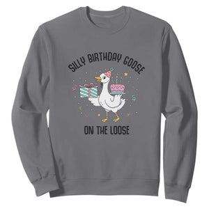 Funny Silly Goose On The Loose Sweatshirt Birthday Party Gift TS12 Charcoal Print Your Wear