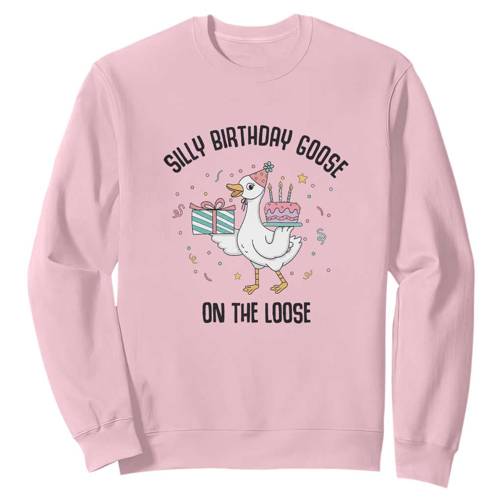 Funny Silly Goose On The Loose Sweatshirt Birthday Party Gift TS12 Light Pink Print Your Wear