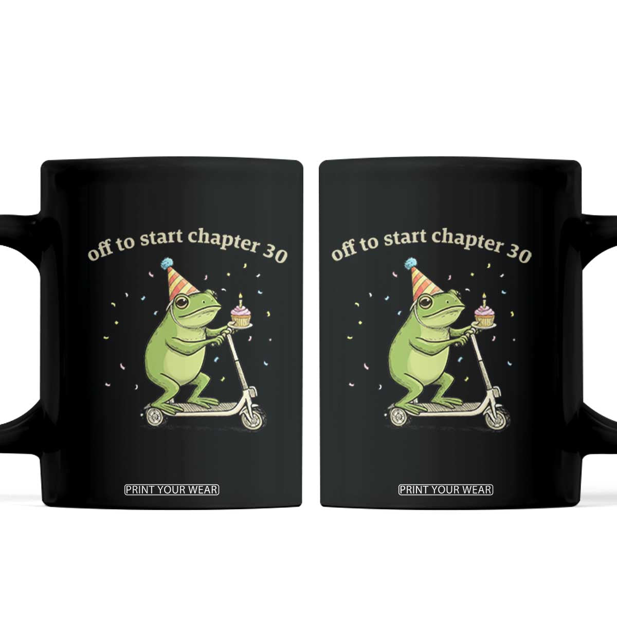 Off To Start Chapter 30 Coffee Mug Funny Frog Scooter 30th Birthday Gift TS12 Black Print Your Wear