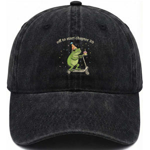 Off To Start Chapter 30 Washed Cotton Baseball Cap Funny Frog Scooter 30th Birthday Gift TS12 Print Your Wear
