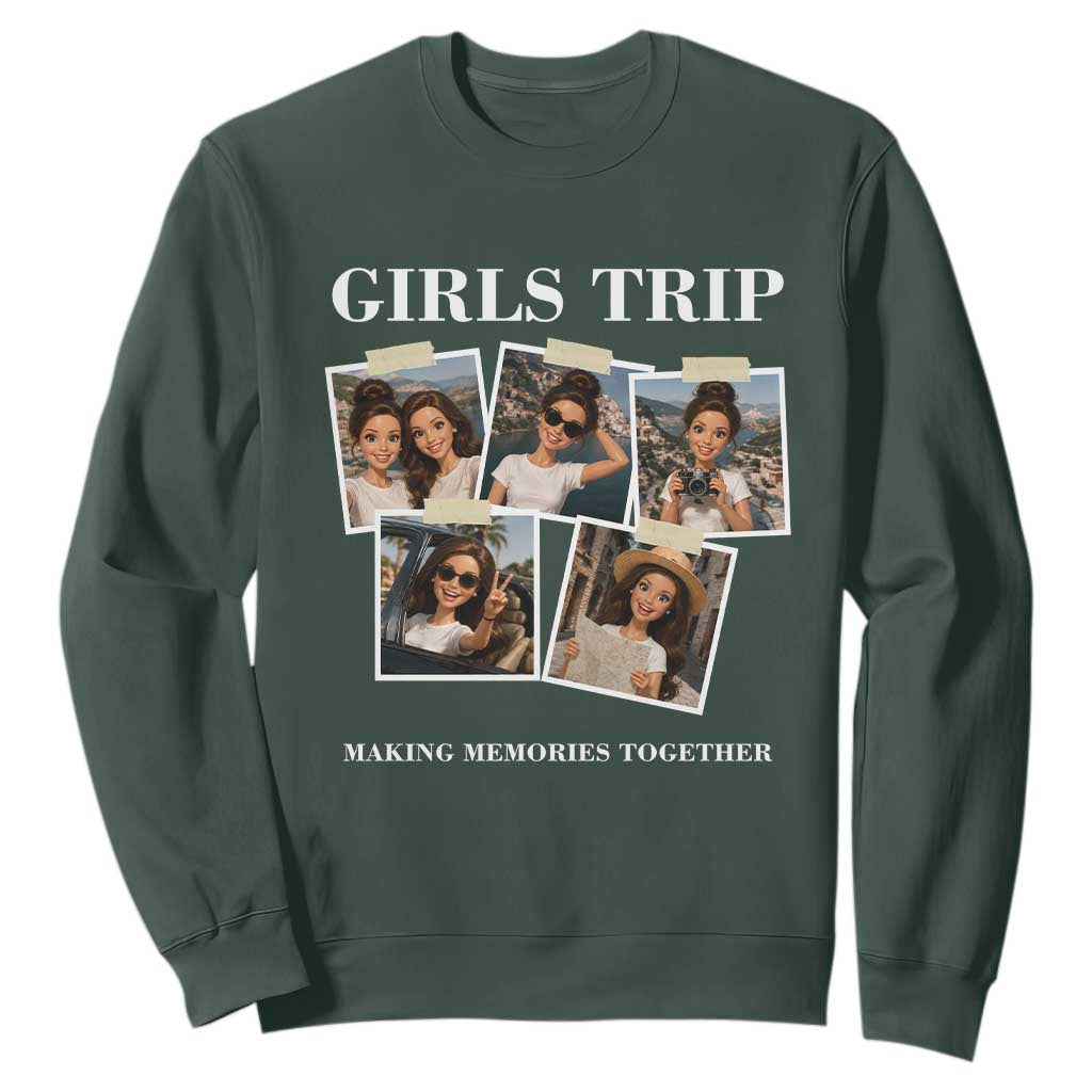 Funny Doll Face Meme Girls Trip Sweatshirt Travel Squad Bestie Gift TS12 Dark Forest Green Print Your Wear