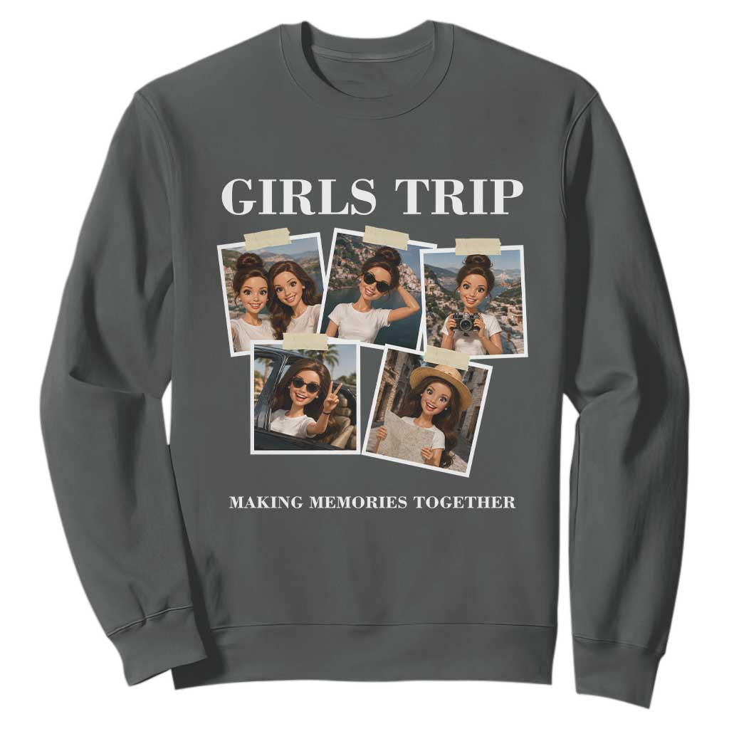 Funny Doll Face Meme Girls Trip Sweatshirt Travel Squad Bestie Gift TS12 Dark Heather Print Your Wear