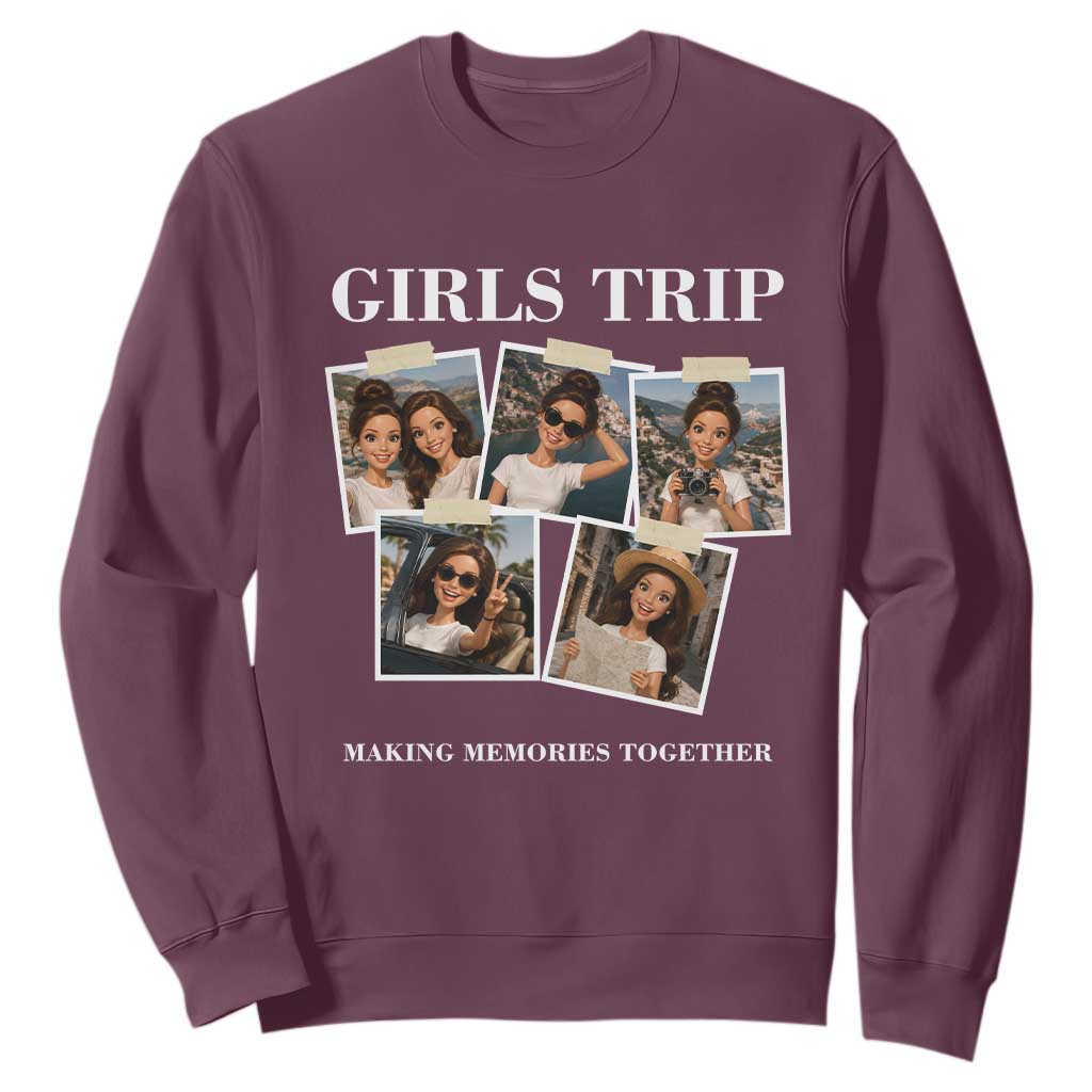 Funny Doll Face Meme Girls Trip Sweatshirt Travel Squad Bestie Gift TS12 Maroon Print Your Wear
