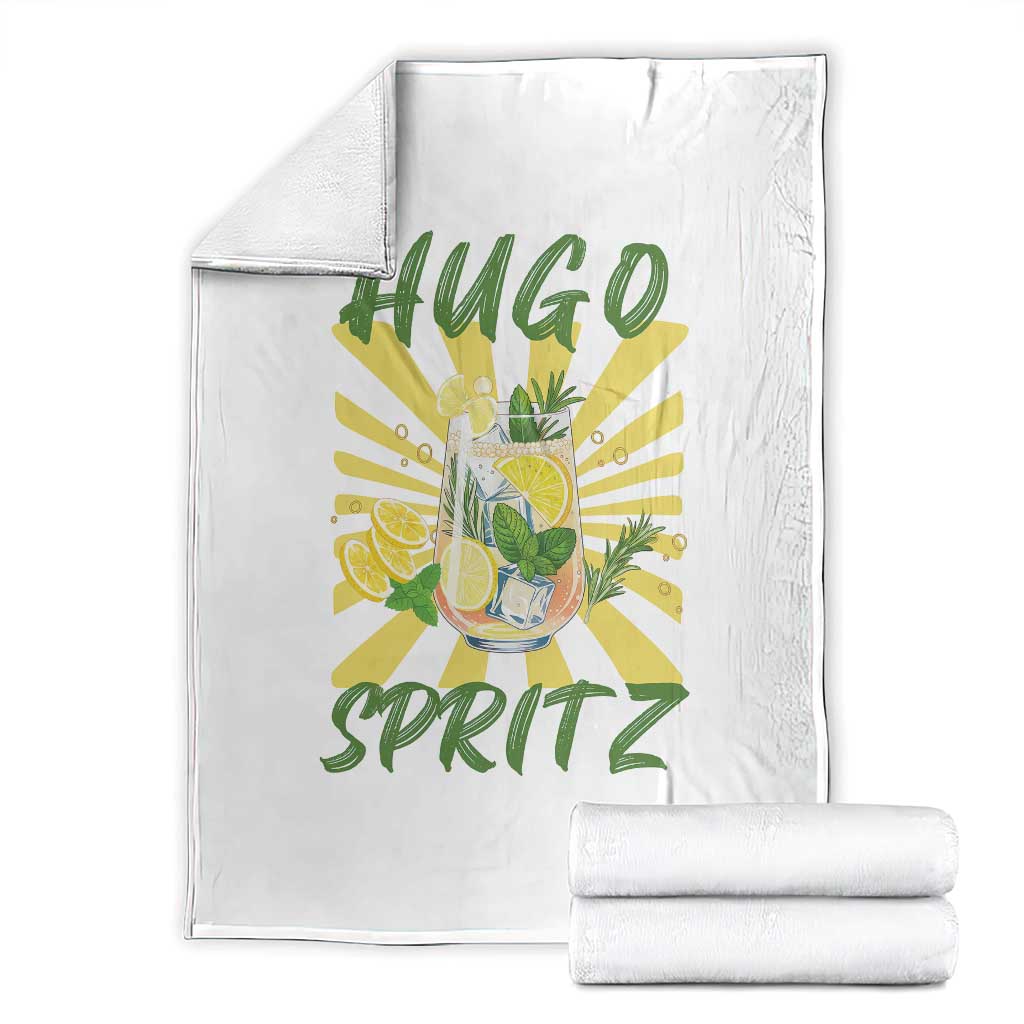 Hugo Spritz Throw Blanket Funny Tropical Cocktail Vacation TS12 White Print Your Wear