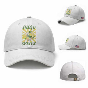 Hugo Spritz Baseball Cap Funny Tropical Cocktail Vacation TS12 Baseball Cap Universal Fit White Print Your Wear
