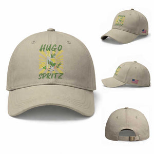 Hugo Spritz Baseball Cap Funny Tropical Cocktail Vacation TS12 Baseball Cap Universal Fit Beige Print Your Wear