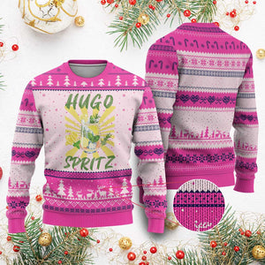 Hugo Spritz Ugly Christmas Sweater Funny Tropical Cocktail Vacation TS12 Hot Pink Print Your Wear