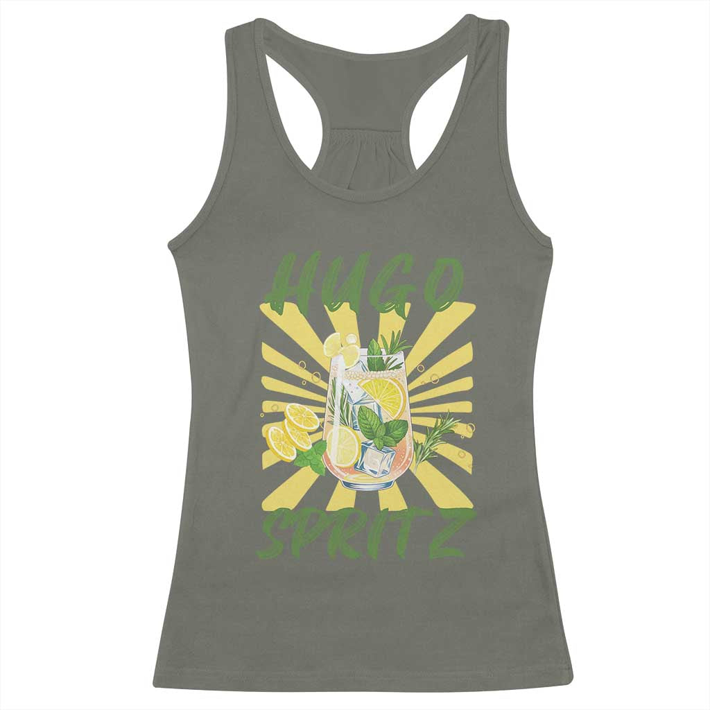 Hugo Spritz Racerback Tank Top Funny Tropical Cocktail Vacation TS12 Military Green Print Your Wear
