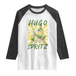 Hugo Spritz Raglan Shirt Funny Tropical Cocktail Vacation TS12 White Heather Charcoal Print Your Wear