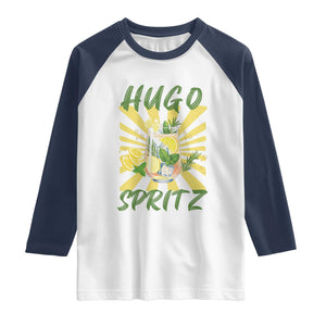 Hugo Spritz Raglan Shirt Funny Tropical Cocktail Vacation TS12 White Navy Print Your Wear