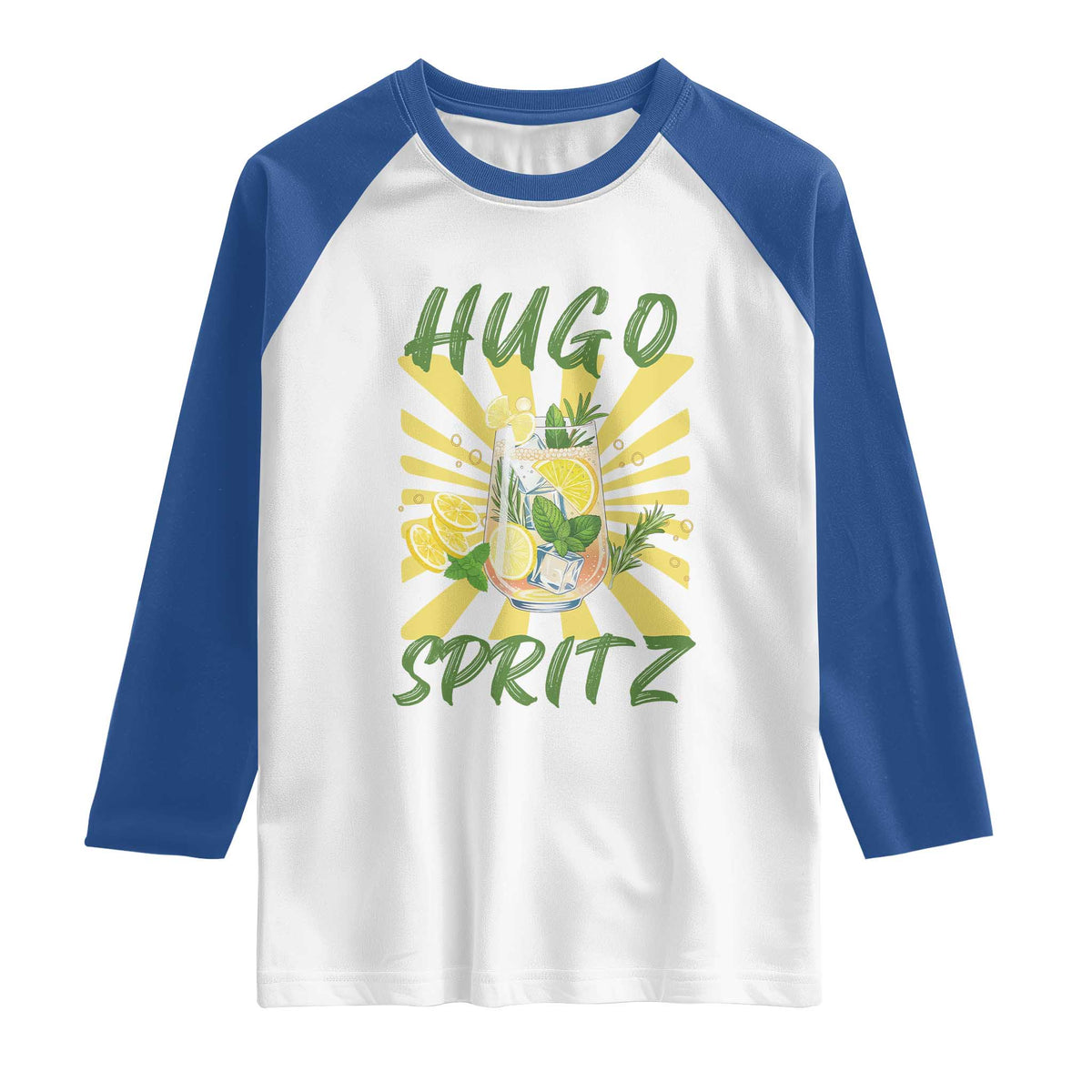 Hugo Spritz Raglan Shirt Funny Tropical Cocktail Vacation TS12 White Royal Print Your Wear